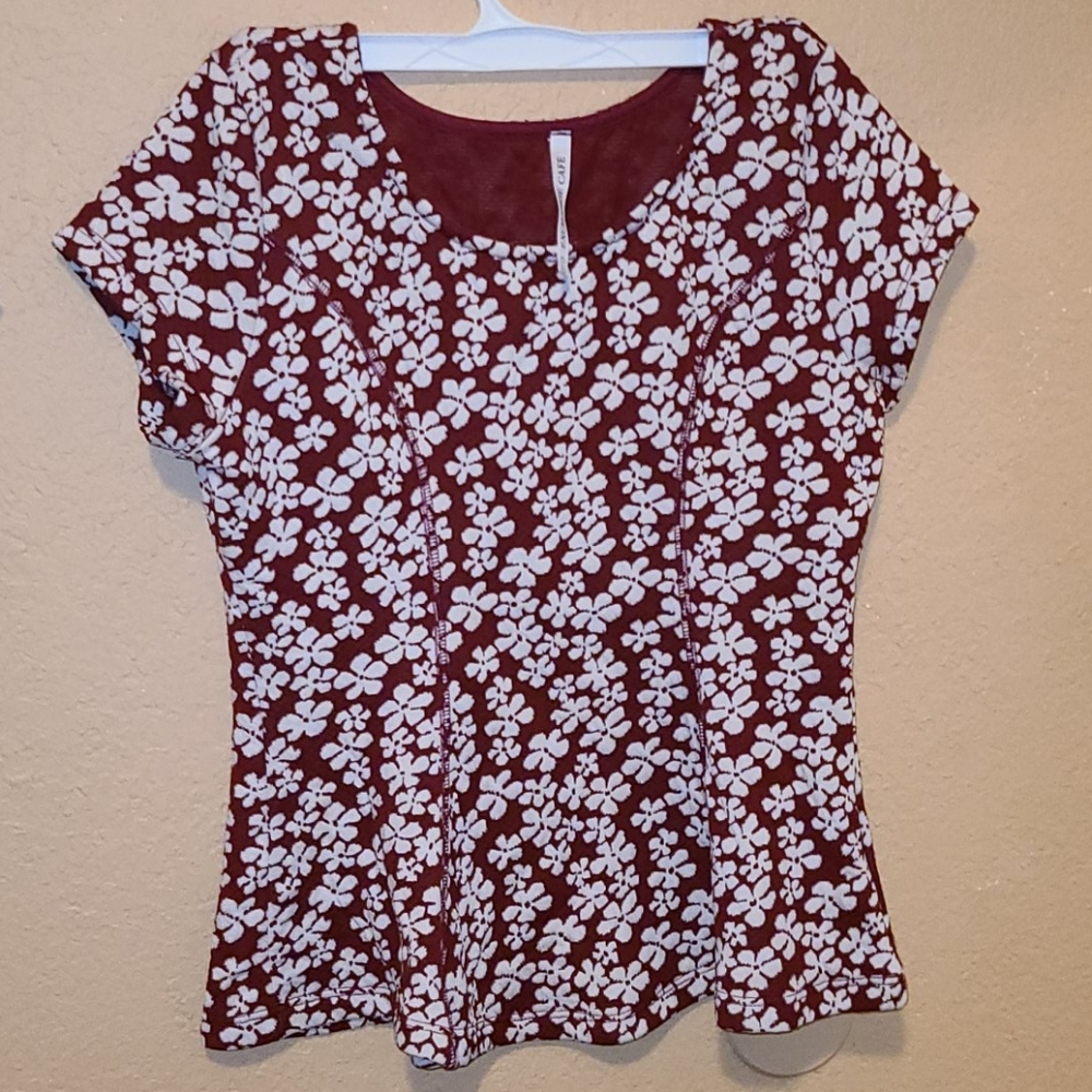 Flower red blouse top